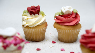 3 images of cupcakes