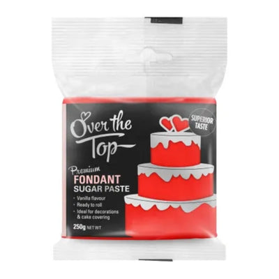 250g Over the Top Super Red Premium Fondant Sugar Paste