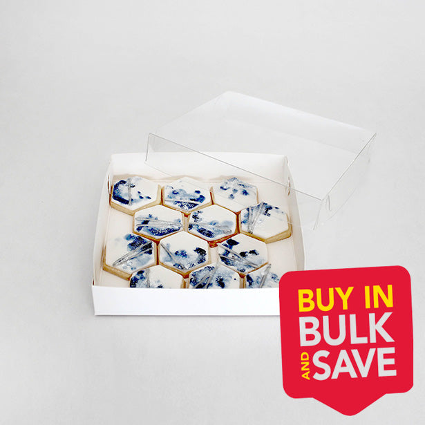 BULK 100pk Biscuit Box with Clear Lid 6x6x1in