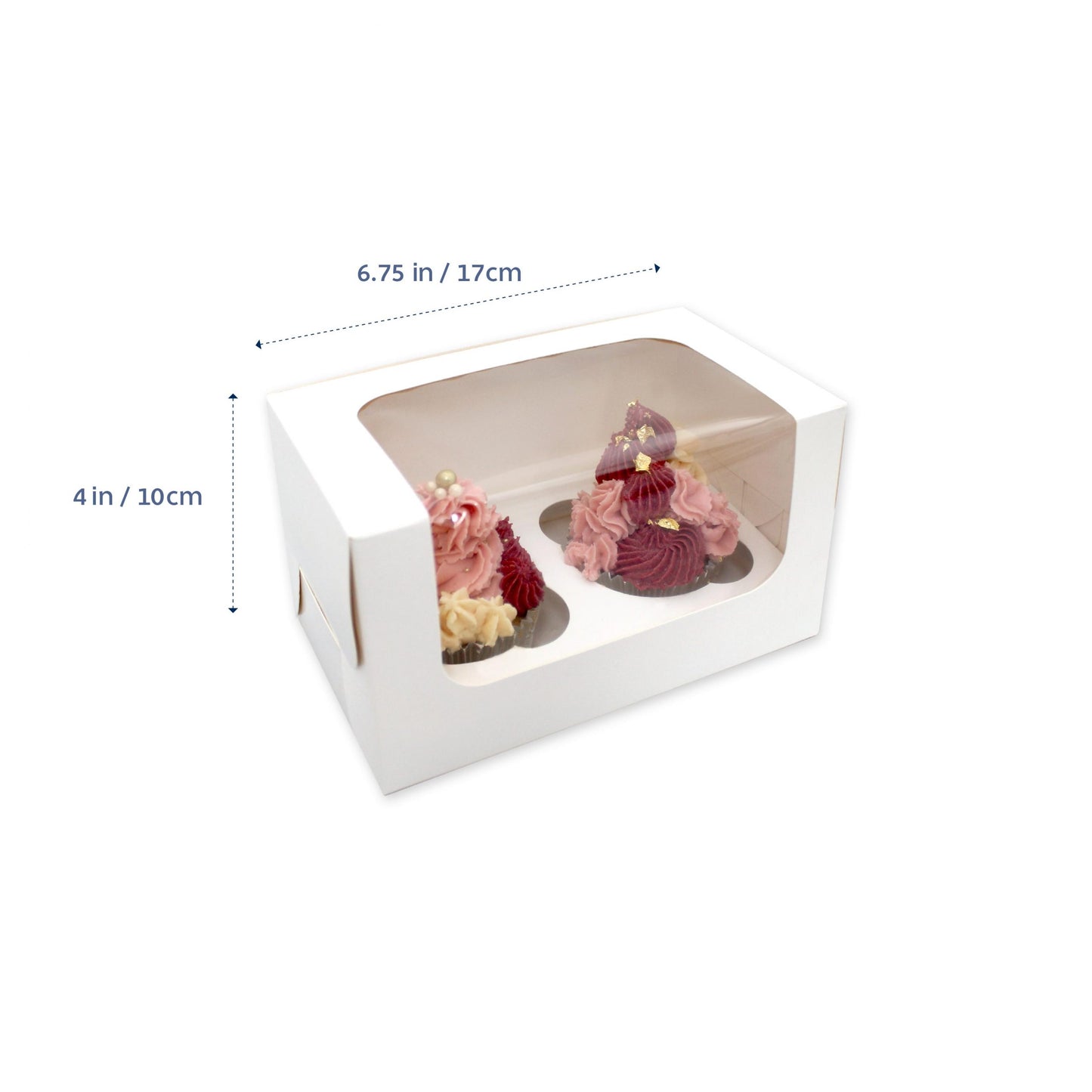 BULK 100pk 2 Hold White Cupcake Box (7x4x4in)