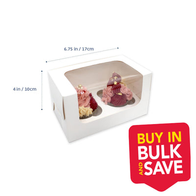 BULK 100pk 2 Hold White Cupcake Box (7x4x4in)