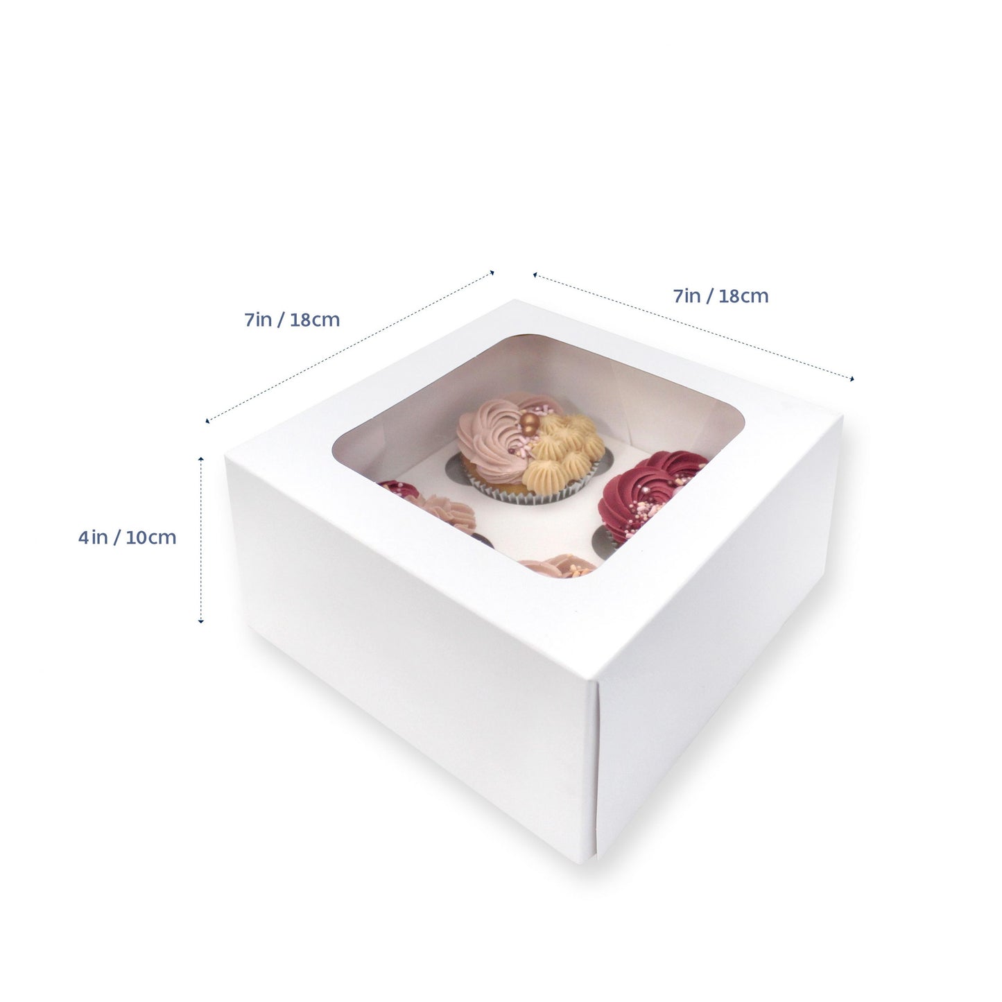 4 Holds White Cupcake Box (7x7x4in)