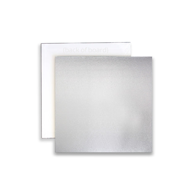 6in Square Masonite Cake Board - Silver