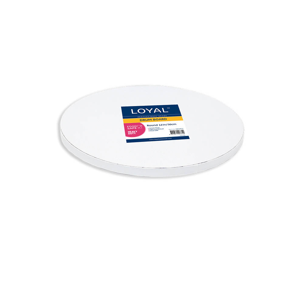 12in Round 12mm Drum Cake Board - White