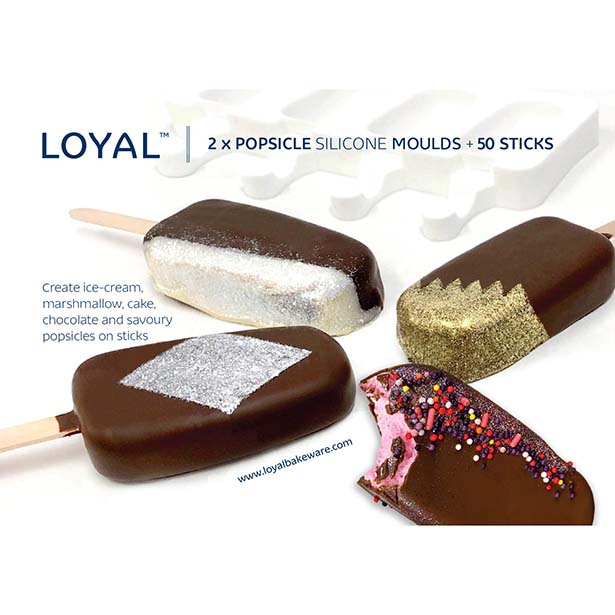 Loyal Popsicle Kit (2x Silicone 4 Mini Cavity Moulds & 50 Sticks)