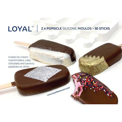 Loyal Popsicle Kit (2x Silicone 4 Mini Cavity Moulds & 50 Sticks)