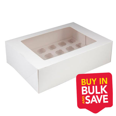 BULK 50pk 24 Holds White Mini Cupcake Box with Insert (13x10x3in)