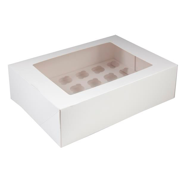 BULK 50pk 24 Holds White Mini Cupcake Box with Insert (13x10x3in)