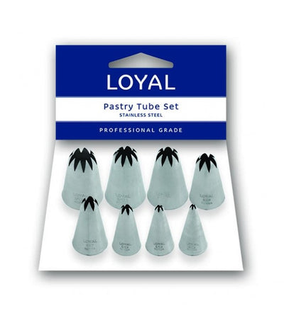 8pc Assorted Loyal Closed Star Stainless Steel Piping Tip Set (Medium 2,3,5,7,9 and Large 10,11,15)