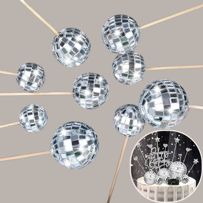 Disco Ball Set of 8pk with Sticks 3cm, 4cm, 5cm, 6cm