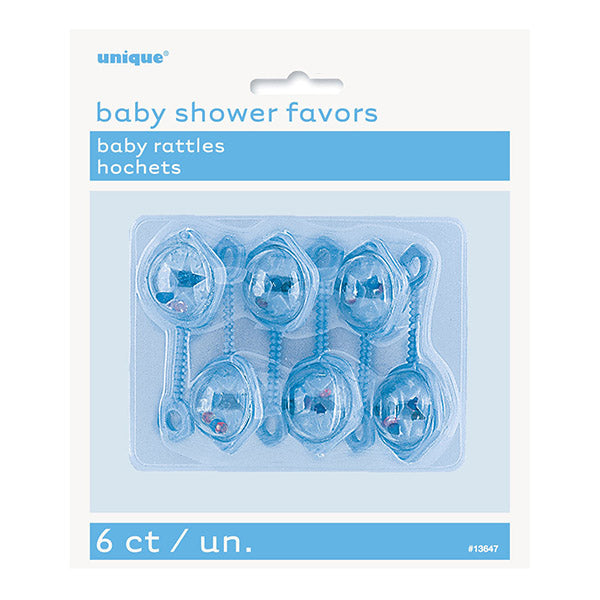 Blue Baby Rattles 6.5cm 6pk