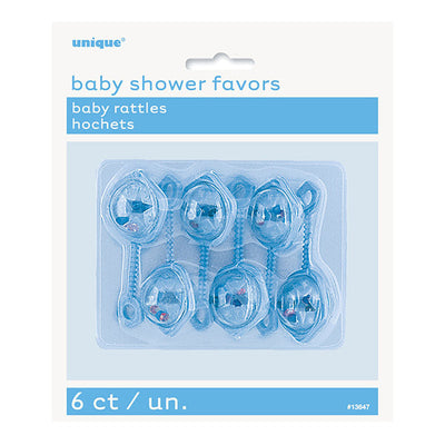 Blue Baby Rattles 6.5cm 6pk