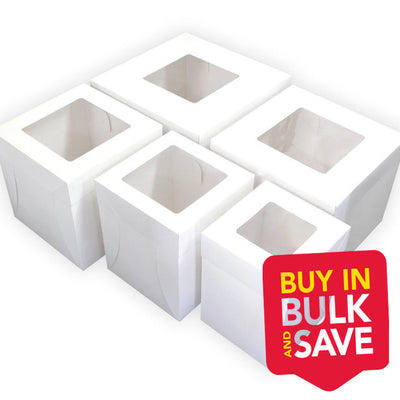 BULK 50pk White Tall 10in Cake Box With Window (10x10x12in)