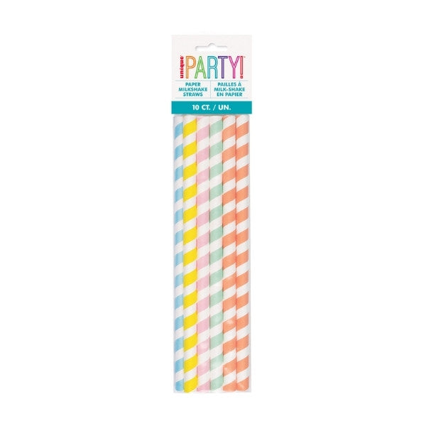 10pc Assorted Milkshake Pastel Straw