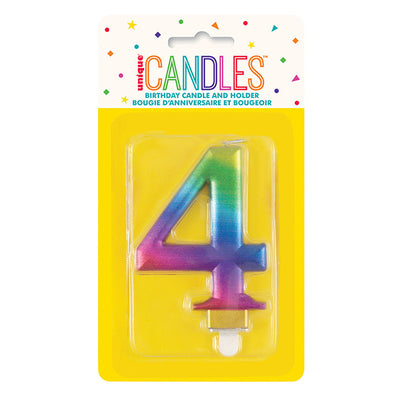 Metallic Rainbow No. 4 Numeral Candle