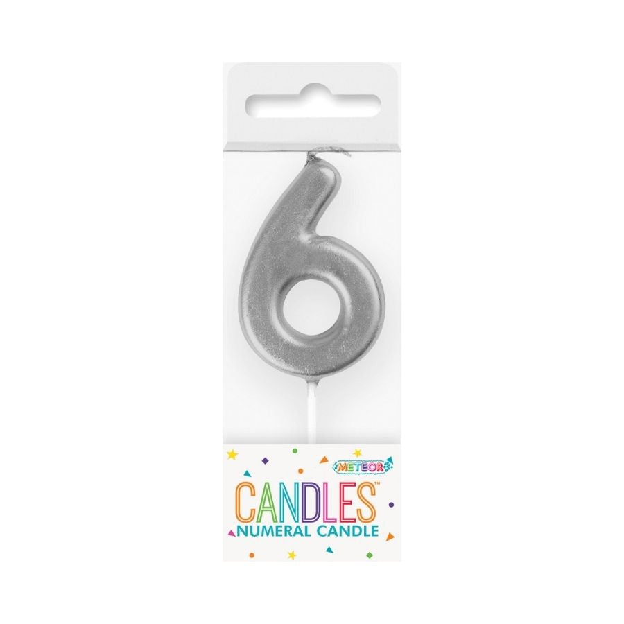 Mini Silver No. 6 Numeral Pick Candles