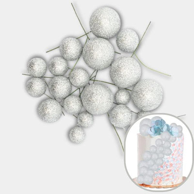 Glitter White Ball Topper 20pk