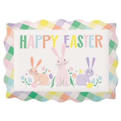 Happy Easter Scalloped Cardboard Serving Tray (13.25inX 9.5in)