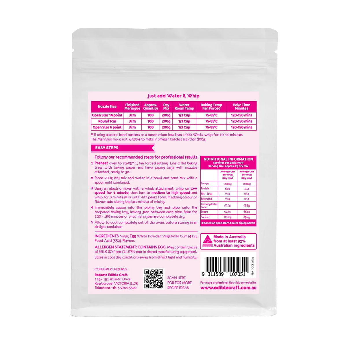 Roberts Baked Meringue Mix 200g