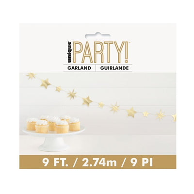 Gold Foil Star Garland 2.74m