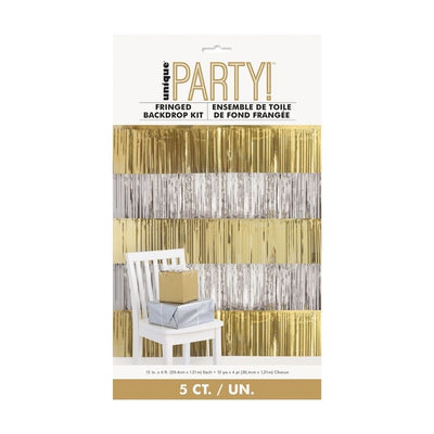 Silver & Gold Foil Fringed Backdrop Set 5pk