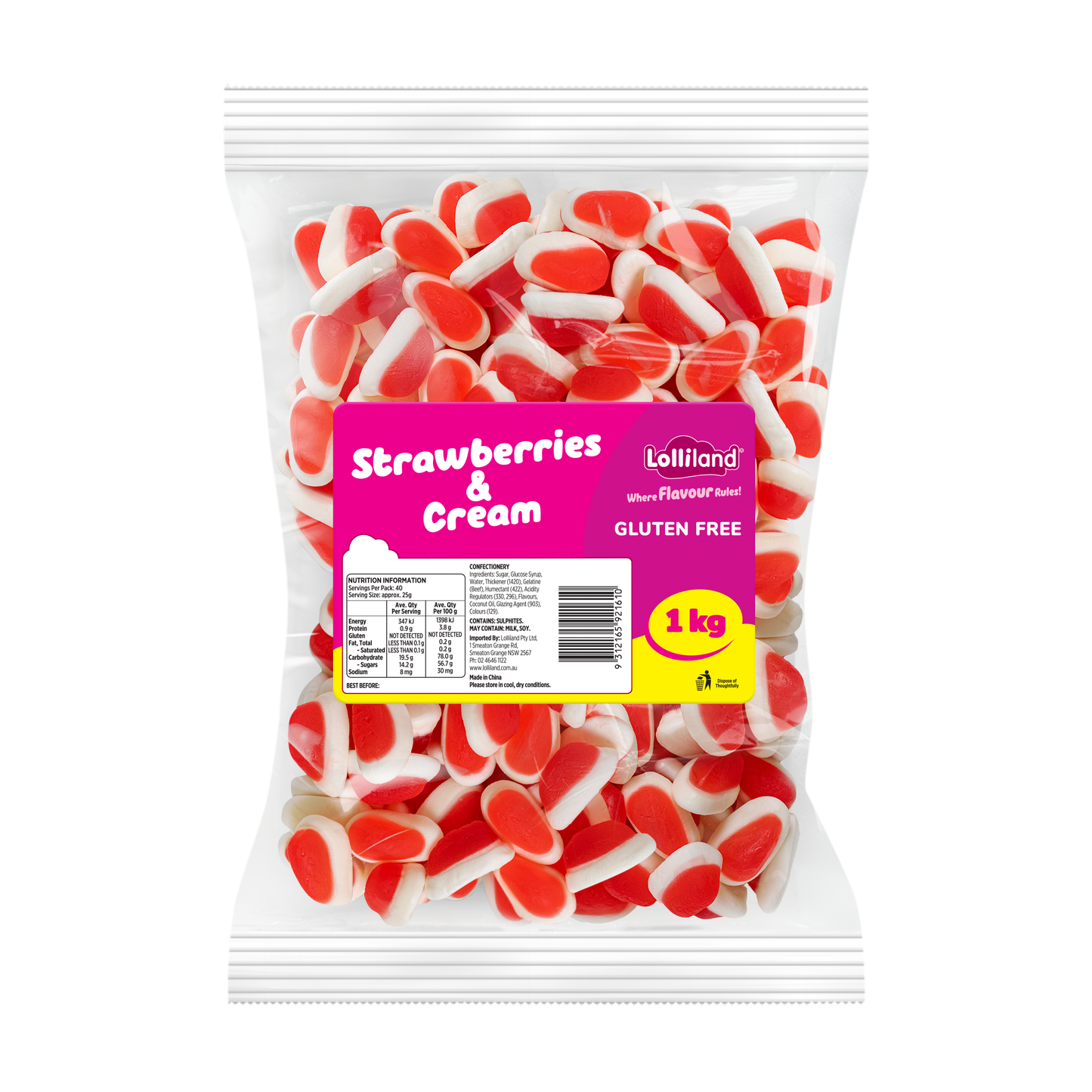 1kg Strawberry & Creams Lollies