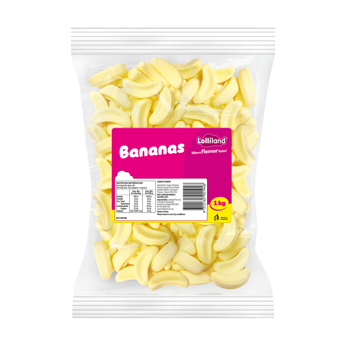 1kg Banana Lollies