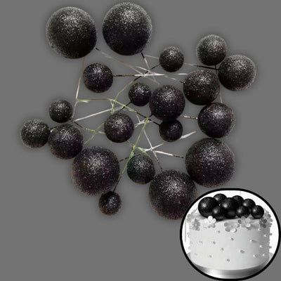 Glitter Black Ball Topper 20pk