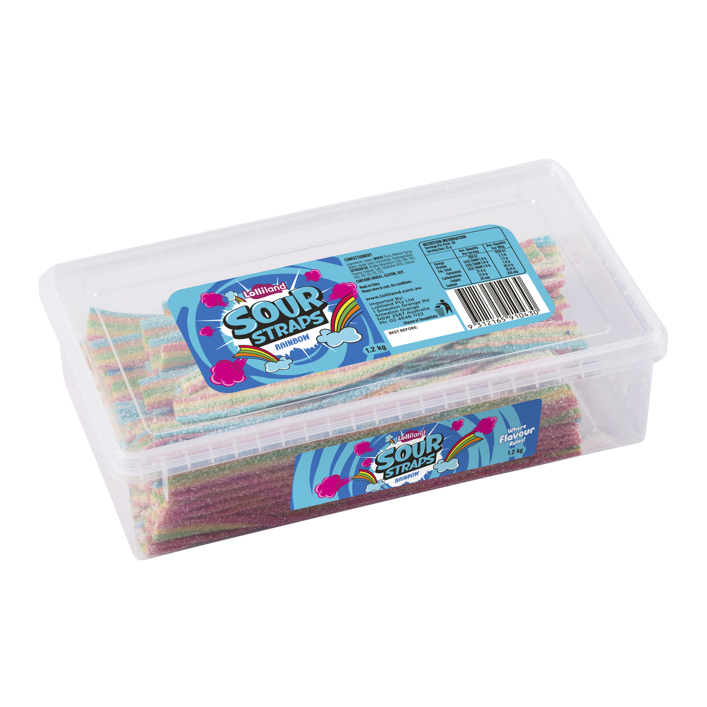 Lollinauts Sour Straps Tub - Rainbow 1.2kg