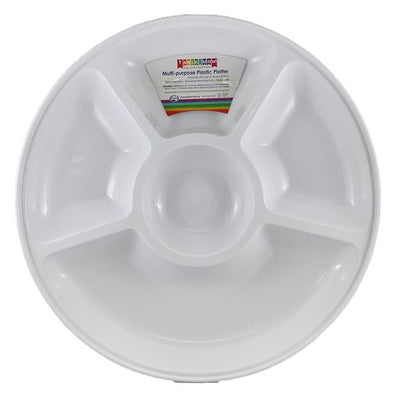 White Plastic 5 Sectional Round Platter 31.5x3.7cm