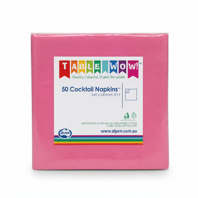 Magenta Cocktail Napkins 2ply 24x24cm 50pk