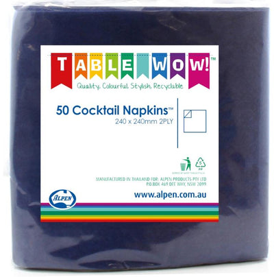 Dark Blue Cocktail Napkins 2ply 24x24cm 50pk