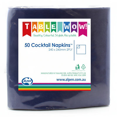 Dark Blue Cocktail Napkins 2ply 24x24cm 50pk