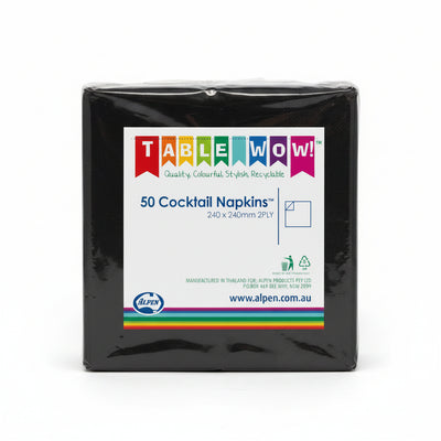 Black Cocktail Napkins 2ply 50pk