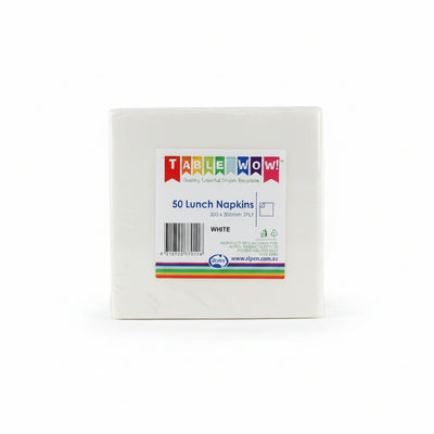 White Lunch Napkins 2ply 30x30cm 50pk