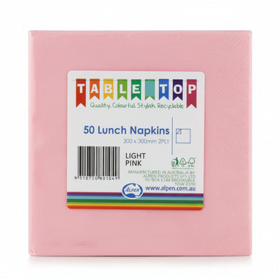 Light Pink Lunch Napkins 2ply 30x30cm 50pk