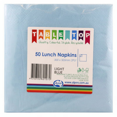 Light Blue Lunch Napkins 2ply 30x30cm 50pk