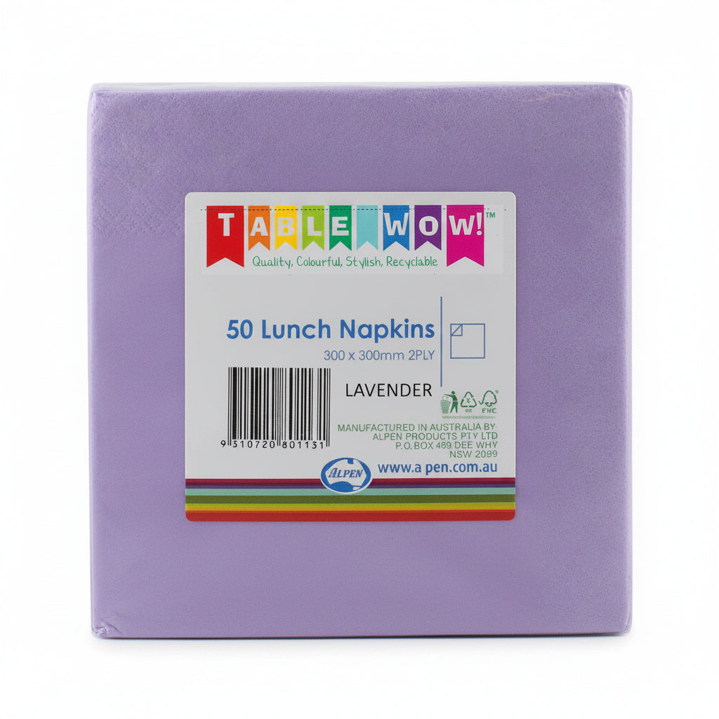Lavender Lunch Napkins 2ply 30x30cm 50pk