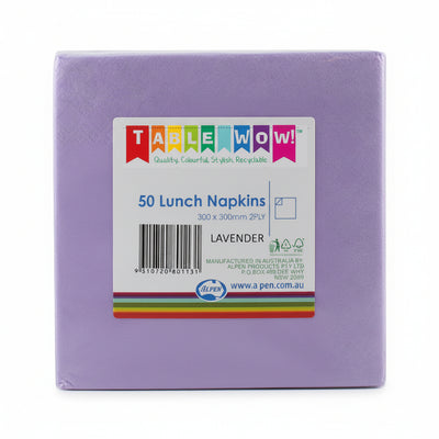 Lavender Lunch Napkins 2ply 30x30cm 50pk