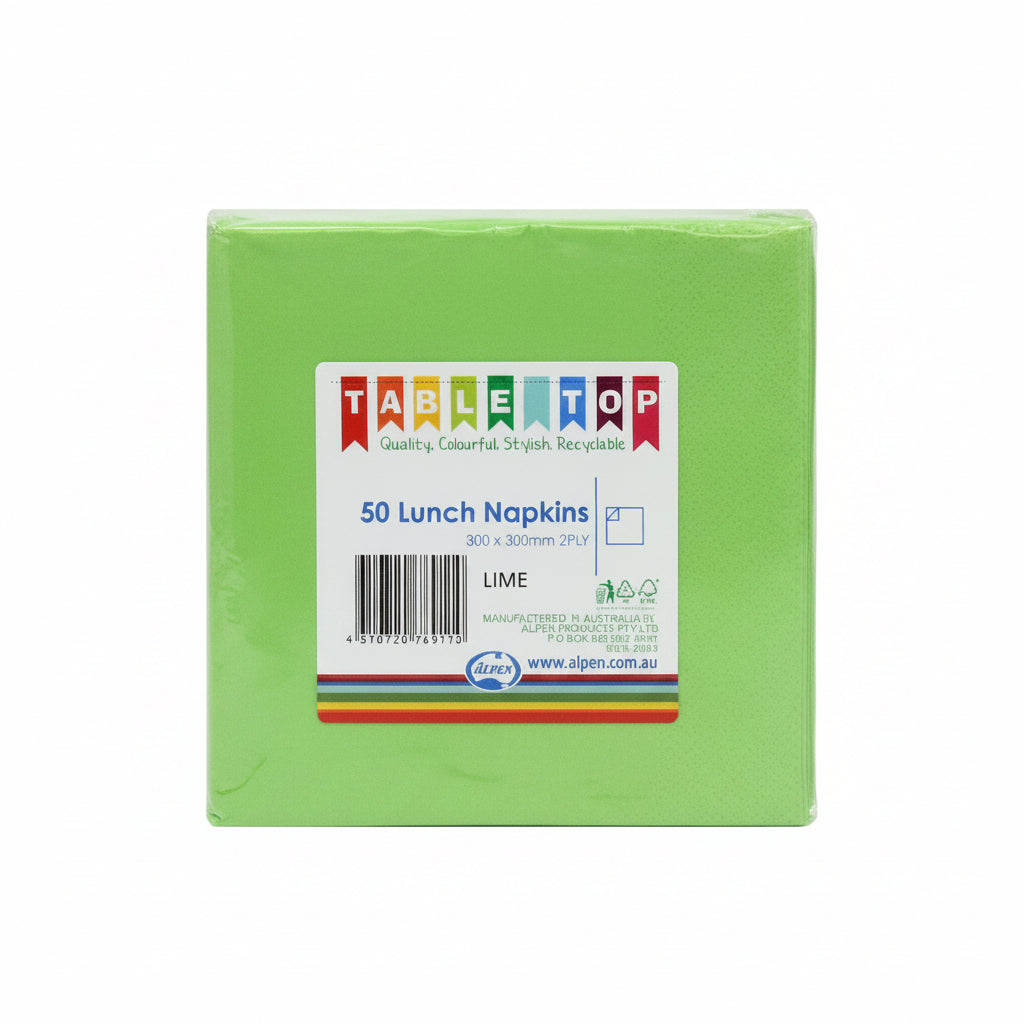 Lime Lunch Napkins 2ply 30x30cm 50pk