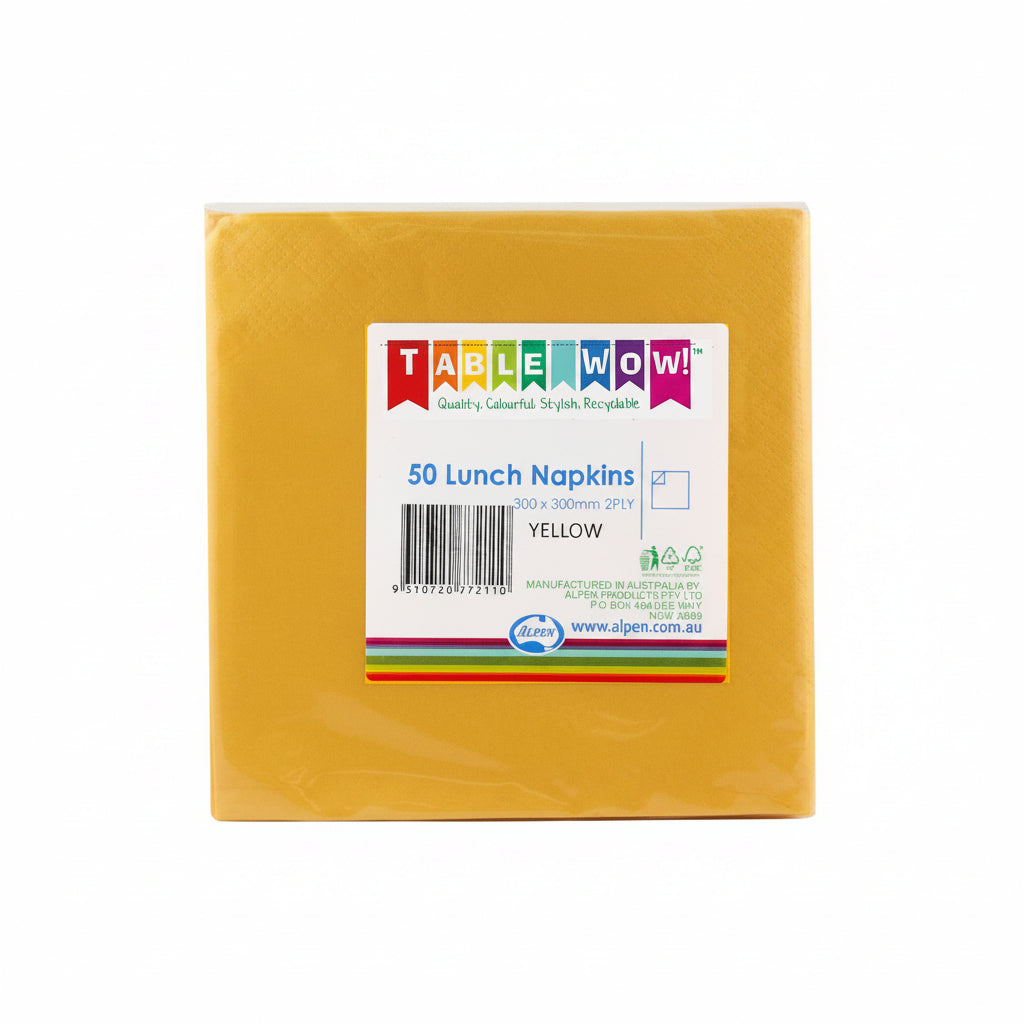 Yellow Lunch Napkins 2ply 30x30cm 50pk