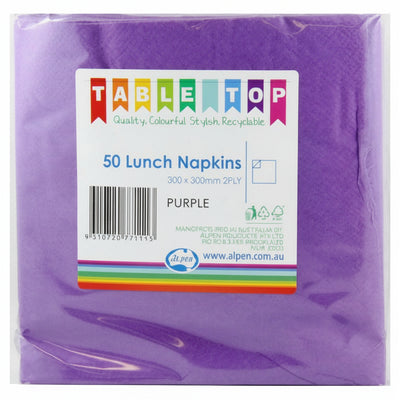 Purple Lunch Napkins 2ply 30x30cm 50pk
