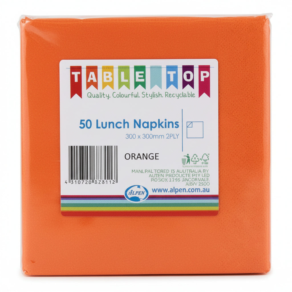 Orange Lunch Napkins 2ply 30x30cm 50pk