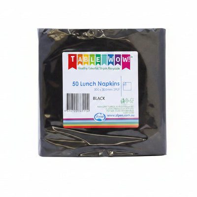 Black Lunch Napkins 2ply 30x30cm 50pk