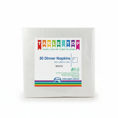 White Dinner Napkins 2ply 40x40cm 50pk