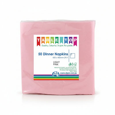 Light Pink Dinner Napkins 2ply 40x40cm 50pk