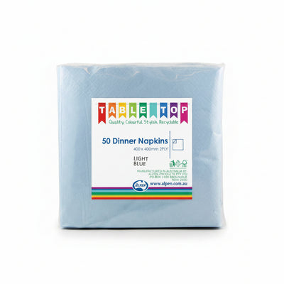 Light Blue Dinner Napkins 2ply 40x40cm 50pk