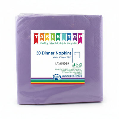 Lavender Dinner Napkins 2ply 40x40cm 50pk