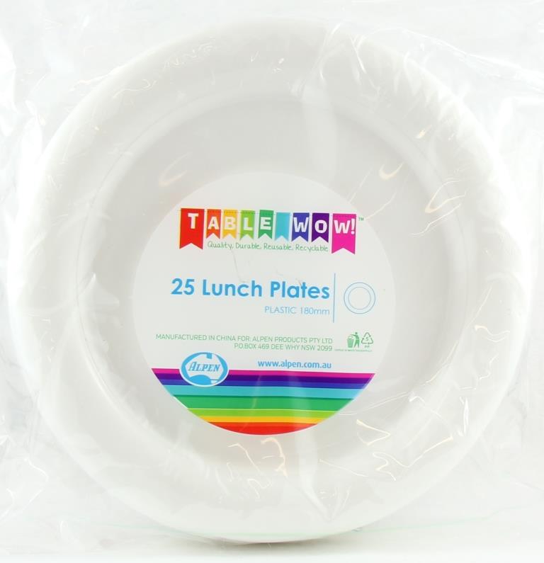 White Plastic Lunch Plates 180mm 20pk
