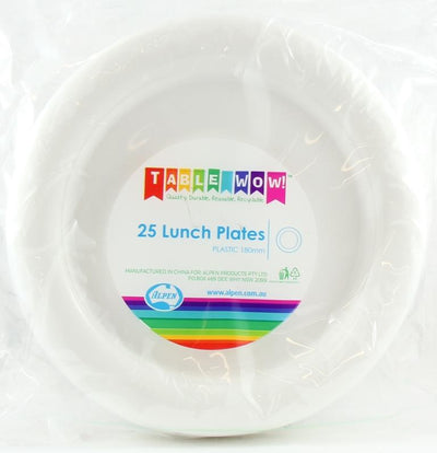 White Plastic Lunch Plates 180mm 20pk